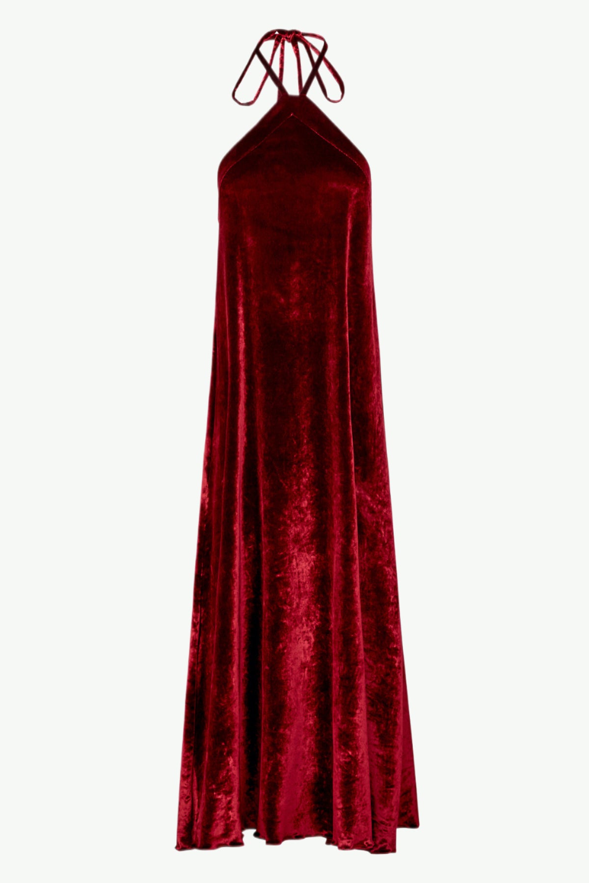 Cotton Velvet Halter Dress in Burgundy with Bias Cut Giuliva Heritage Cotton Velvet Halter Dress in Burgundy with Bias Cut Giuliva Heritage