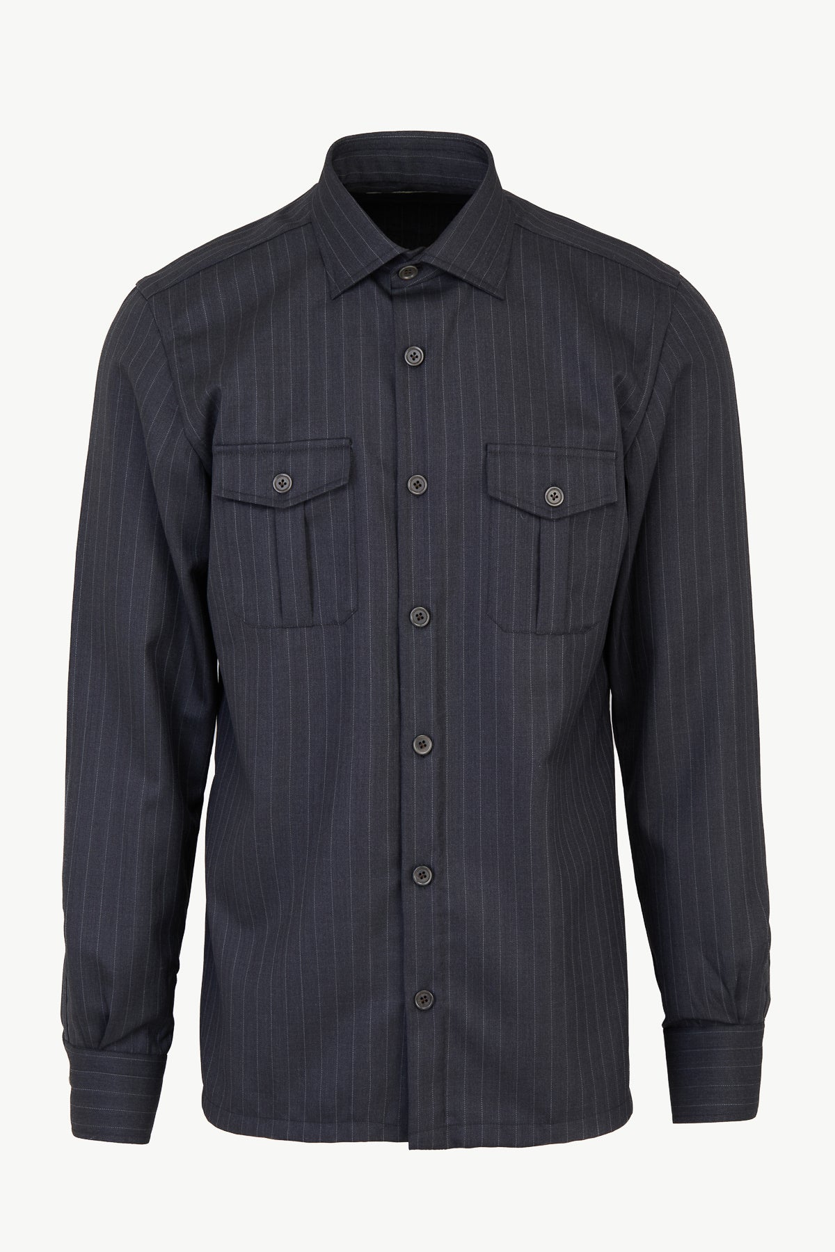 mens pinstripe dress shirt Antonio Shirt in Wool Pinstripe