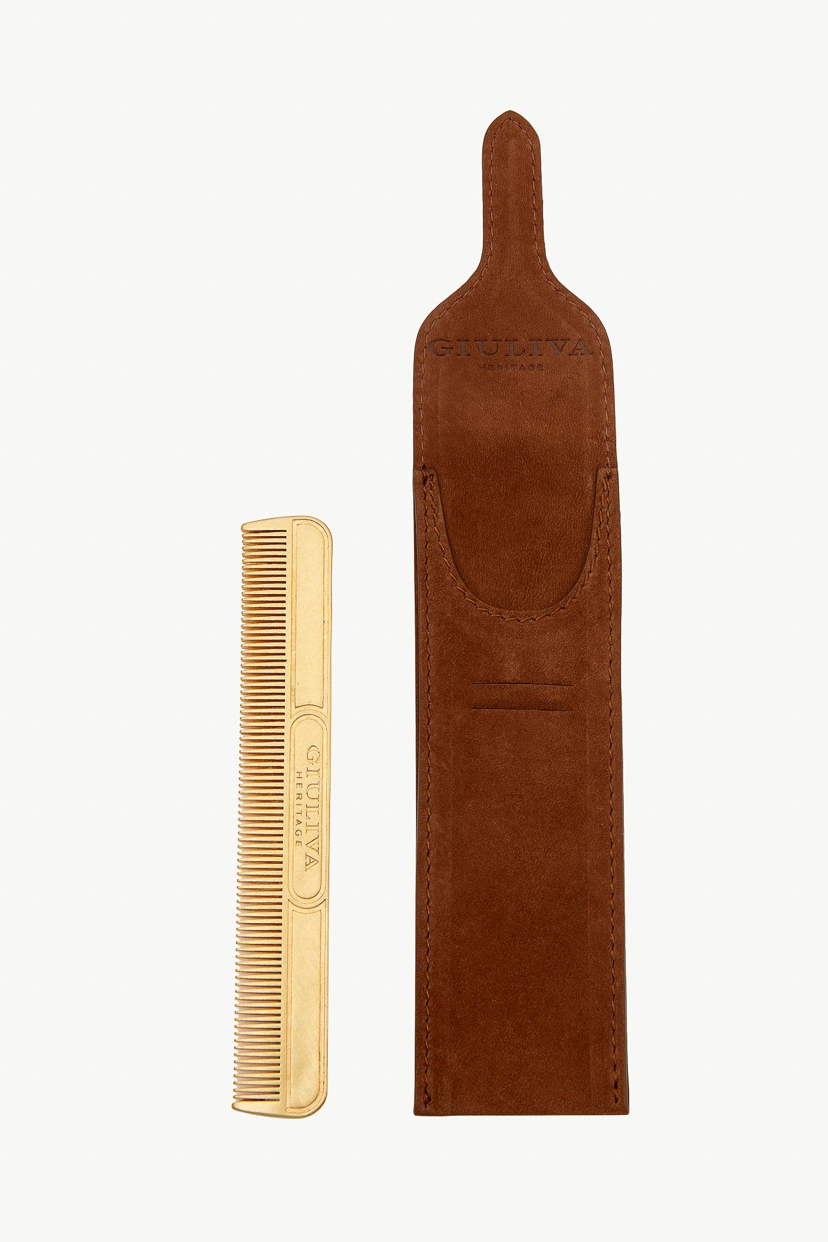 Comb in Brass with Suede Case