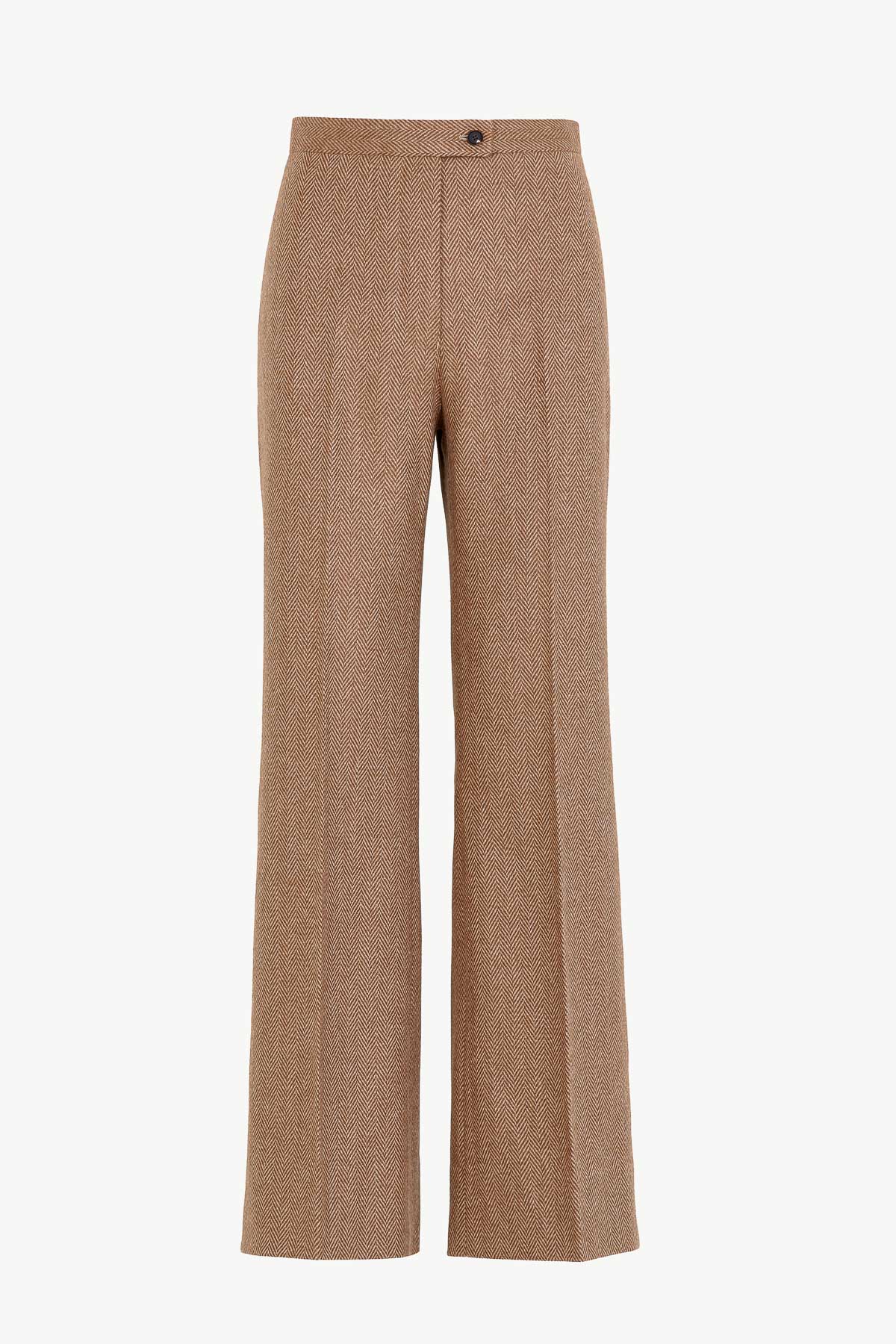 Laura Trousers in Wool Herringbone