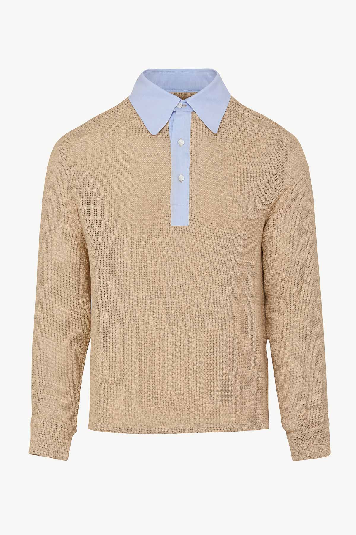 Enzo Polo in Open Weaved Cotton