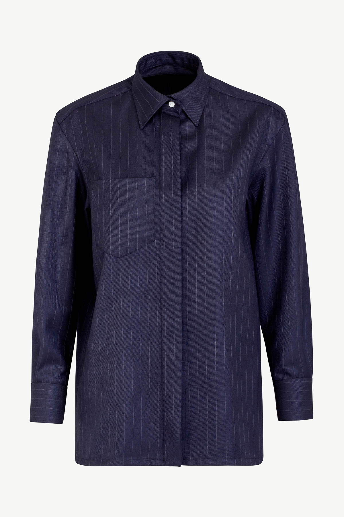 Alba Shirt in Wool Pinstripe