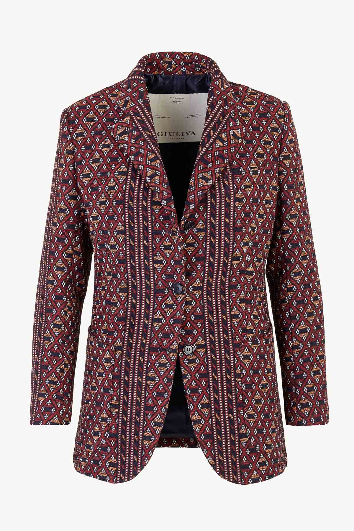 Andrea Blazer in Wool Blend Jacquard
