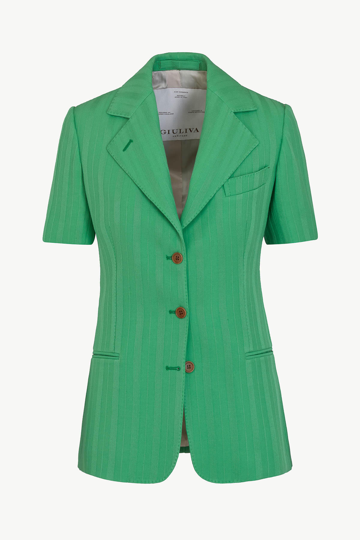 Ginestra Short sleeves Blazer in Virgin Wool Jacquard Stripes