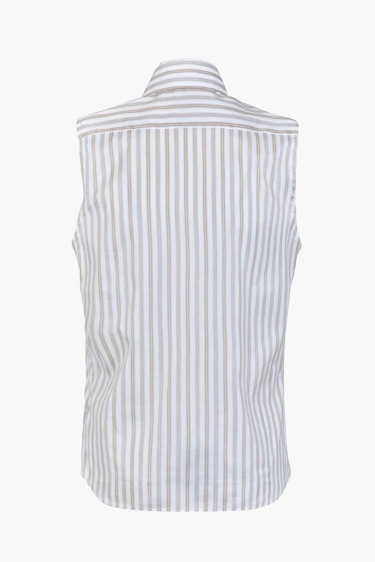 The Melissa Shirt Cotton and Silk White, Green & Mustard Stripes back