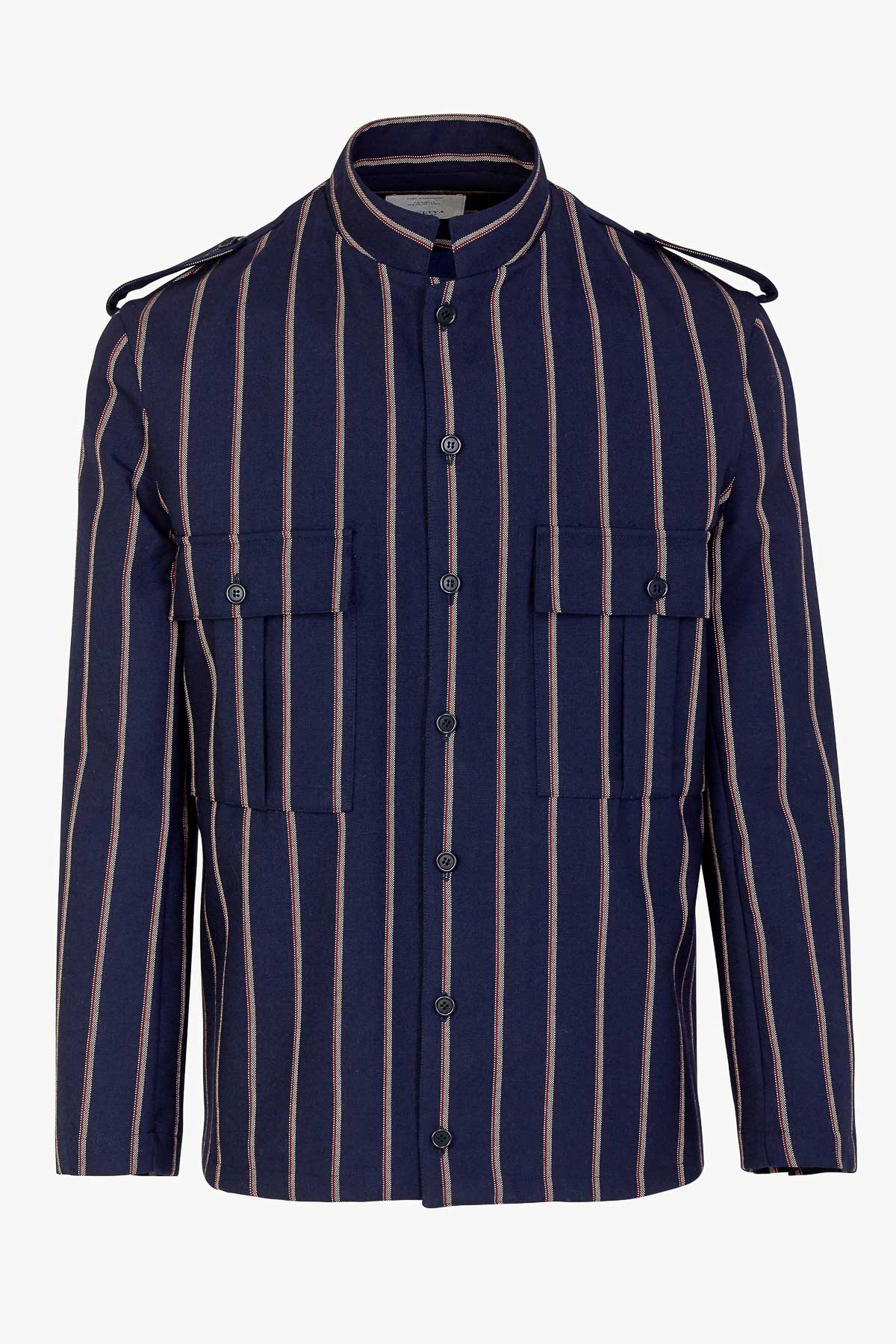Newton Jacket in Wool Pinstripe