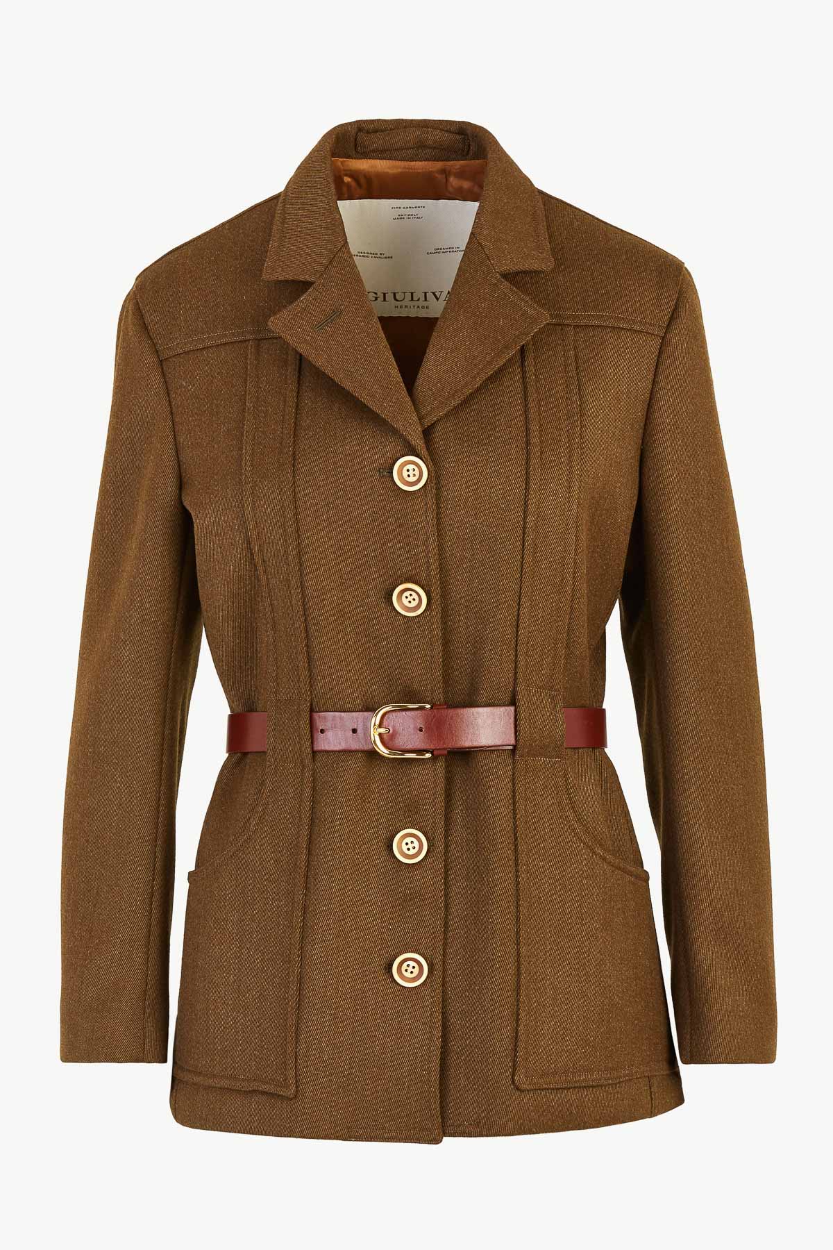 Nora Jacket in Wool Whipcord with Belt