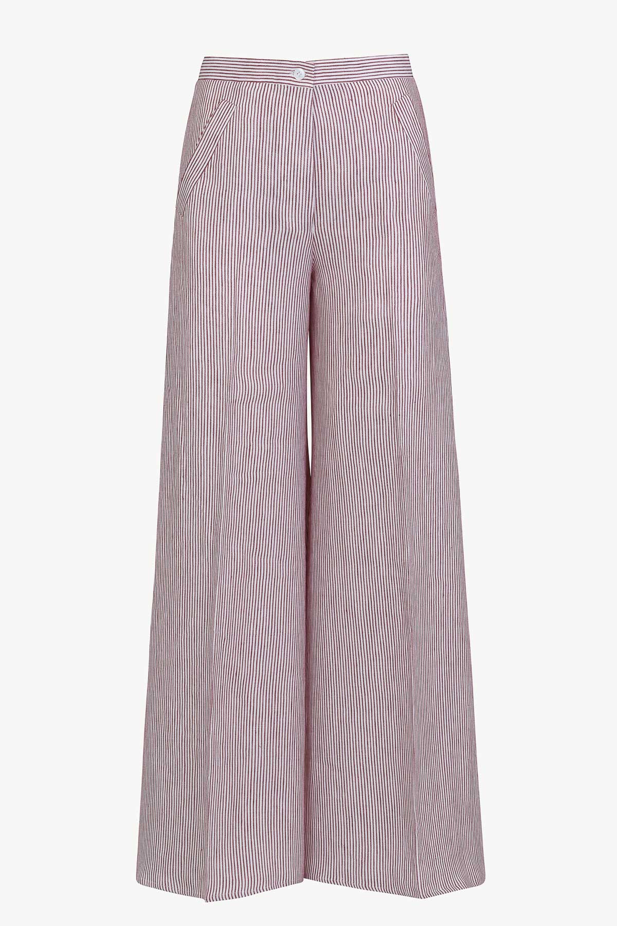 Paola Trousers in Striped Linen