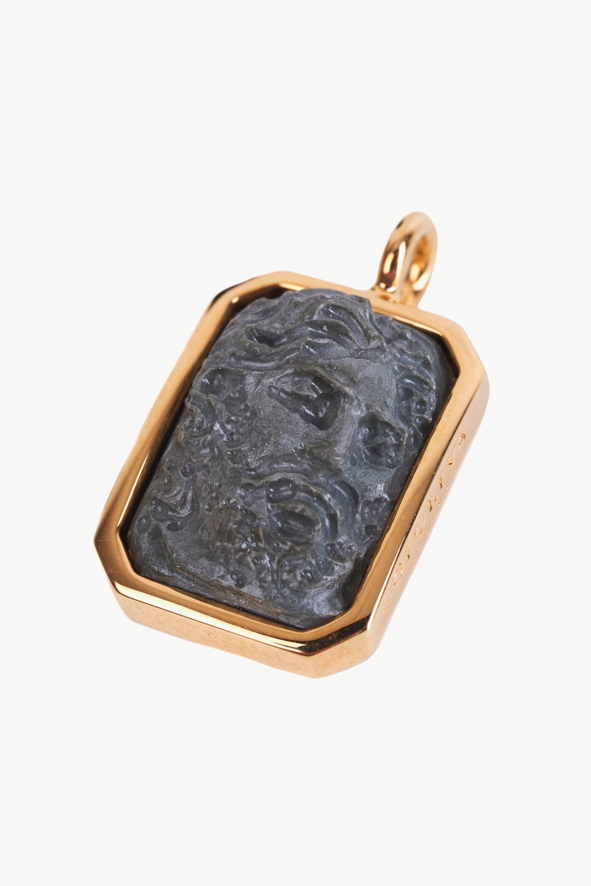 Neptune Pendant in Brass and Lava Stone